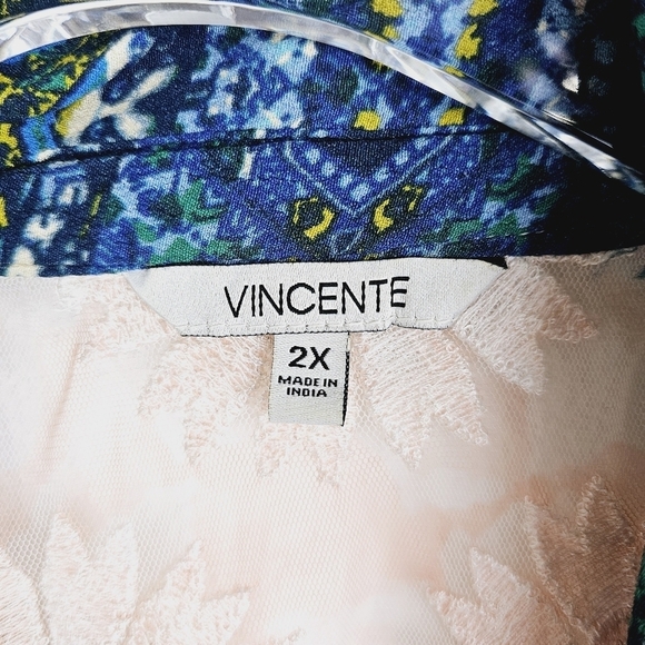 Vincente Boho Mixed Media Print Embroidered Floral Semi Sheer Kimono - Picture 3 of 16